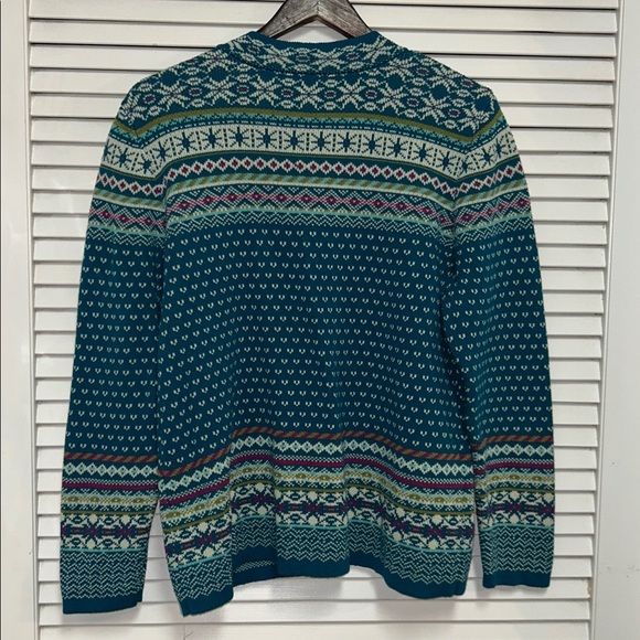 Christopher & Banks Teal Blue Fair Isle Cardigan - Picture 3 of 5